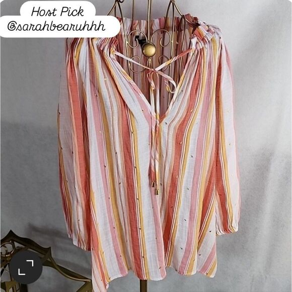 harve' benard Size 1X Sherbet Stripe Top Chiffon - Picture 2 of 8